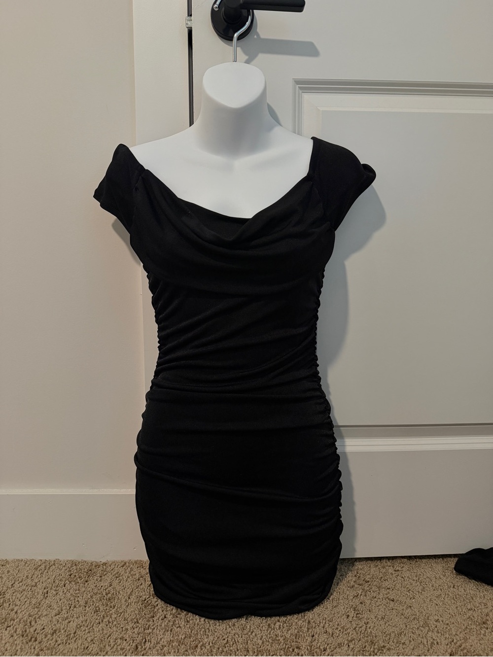 Hollister Black Ruched Cowl Neck Bodycon Dress